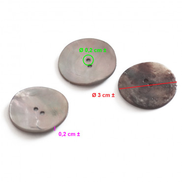 Bouton Akoya Orange 30mm 3pz Beige