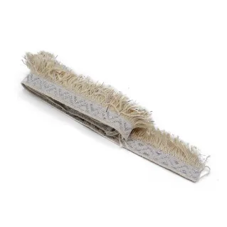 Frange ethnique en coton et lurex pour sacs et vêtements 3m Naturale argento