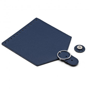 Patta Levante color match in ecopelle con inserti argento per borse Blu