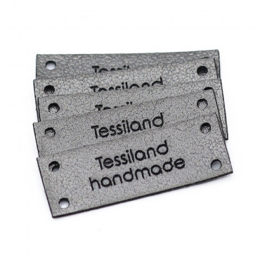 Custom tags rectangle 5 pcs Eco Leather Titanium
