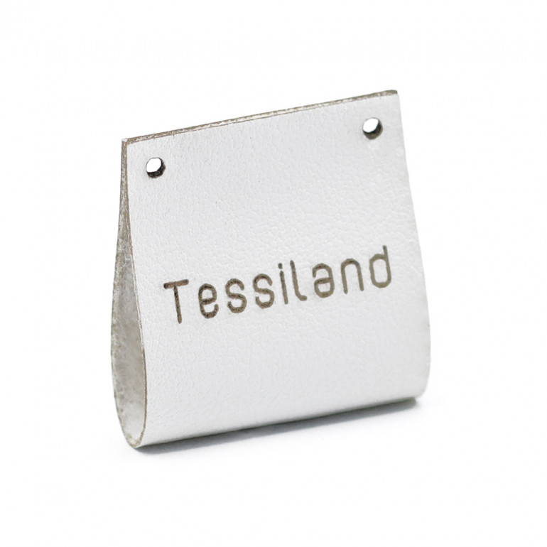 Custom tags Duble eco leather white