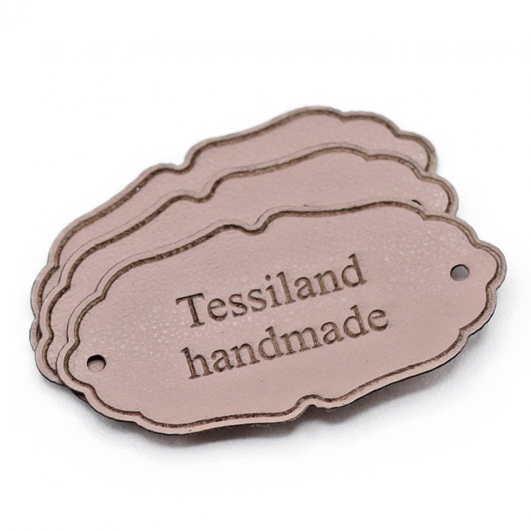 Custom tags Elegant eco leather pale pink