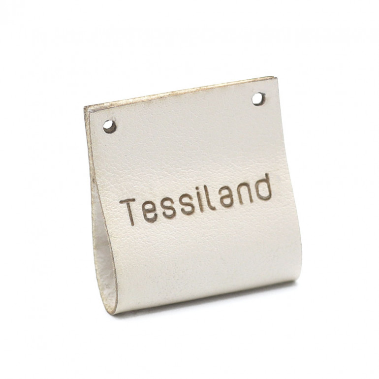 Custom tags Duble eco leather cream
