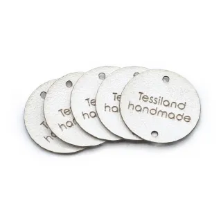 Customizable Eco-Leather Circle Tags 5pcs White