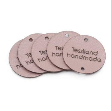 Plaques personnalisables cercle 5 pcs Éco-cuir rose poudre