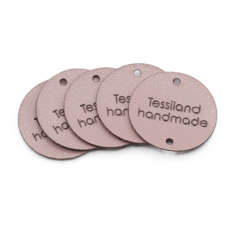 Plaques personnalisables cercle 5 pcs Éco-cuir rose poudre