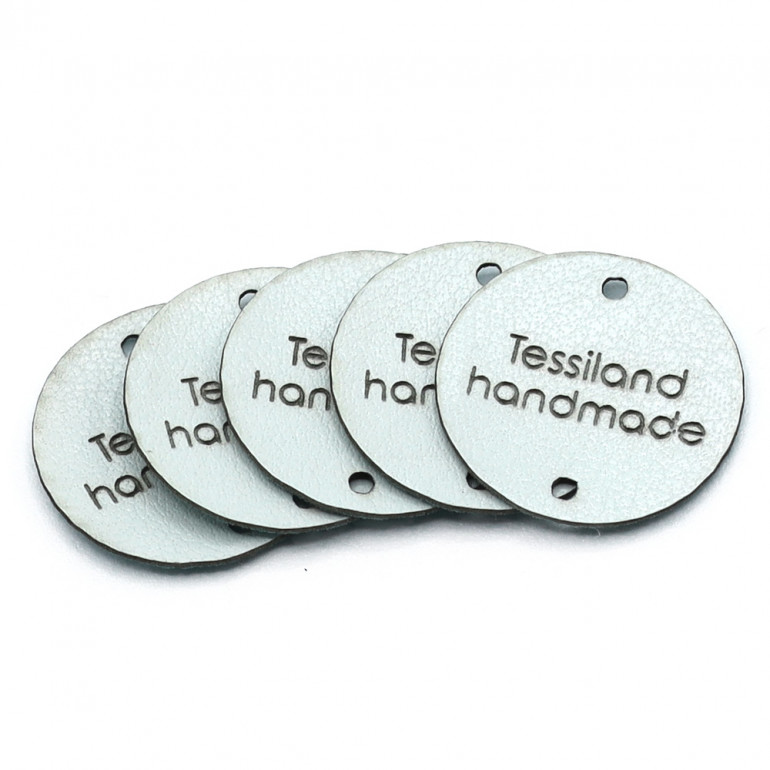 Custom tags circle 5 pcs Eco Leather Tiffany