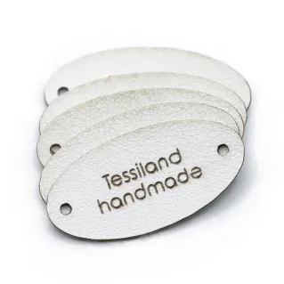 Etiquetas Personalizables Ovaladas de Ecopiel 5pz Blanco