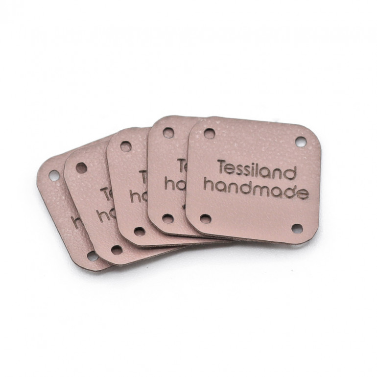 Plaques personnalisables carré 5 pcs Éco-cuir Rose poudre