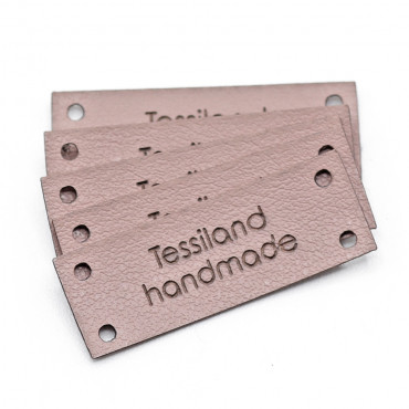 Custom tags rectangle 5 pcs Eco Leather Pale pink