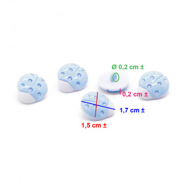 Bottone Coccinella bianco celeste baby 2mm | Tessiland