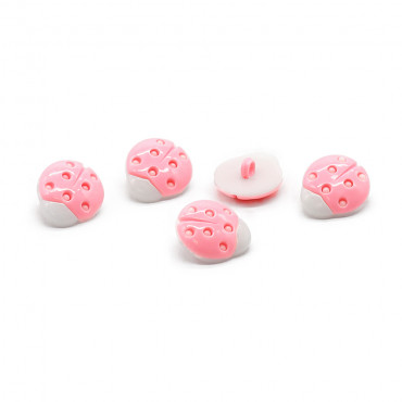 Bottoni Coccinella 5pz Rosa