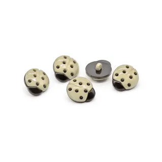 Boutons Coccinelle 5pcs Jaune