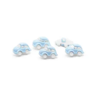Botones de coche bicolor 5pz Celeste