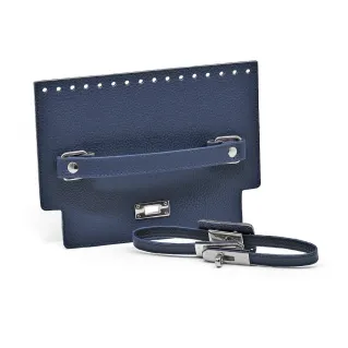 Patella Cecilia color match para bolsas de ecopiel con cierre giratorio Azul
