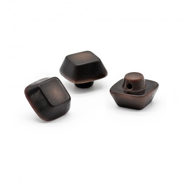 Bottoni Cubo Iride effetto madreperla con gambo nascosto 3pz Marrone
