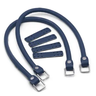 Jakie Color Match Handles in Eco-Leather with Rings Made in Italy Blue