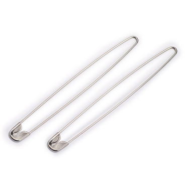 Spille fermamaglie acciaio inossidabile 135mm argento 2pz