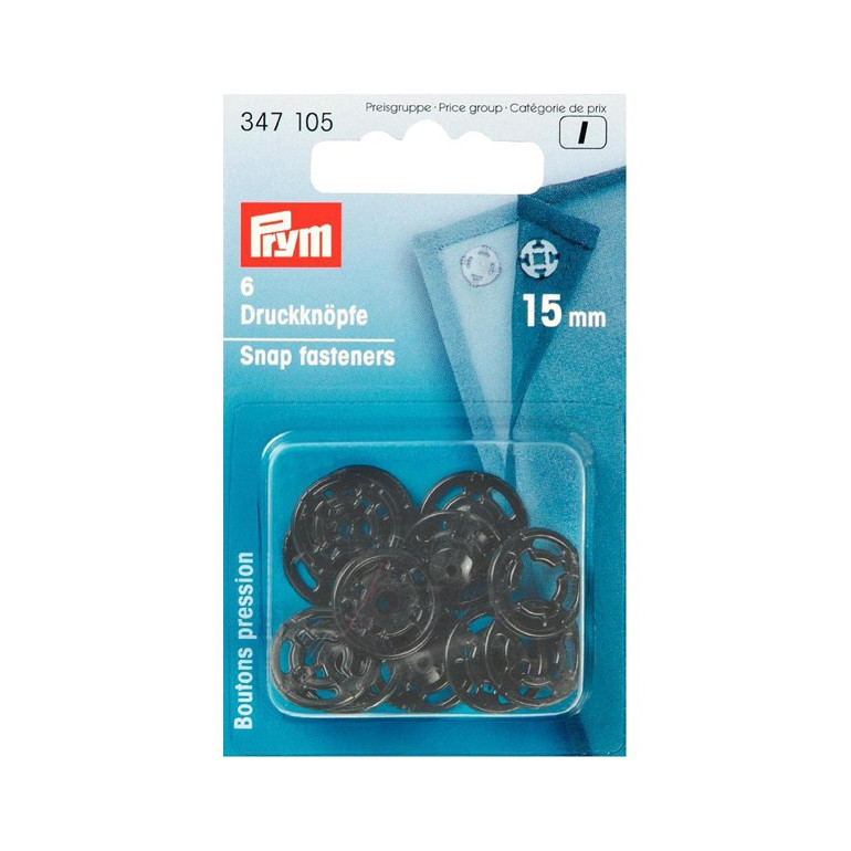 Bottoni automatici Prym da cucire in plastica Nero 15mm