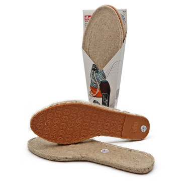 Suole per espadrillas in juta e gomma con fondo antiscivolo e cartamodello Panna