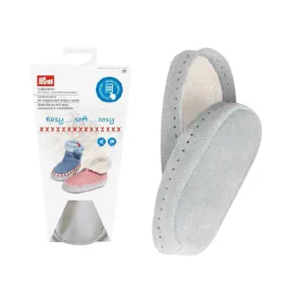 Semelles pour pantoufles avec intérieur chaud effet fourrure Gris