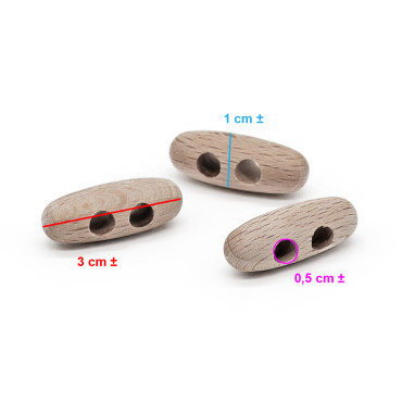 Bottoni Alamaro Legno 30 Naturale 3pz | Tessiland