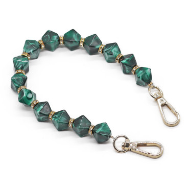 Manico Gala in resina con pietre sfaccettate e moschettoni per pochette