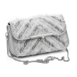 Borsa a mano invernale ricamata su rete handmade crochet | Tessiland
