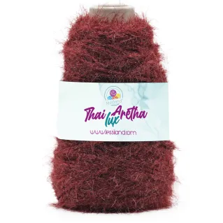 Thai ArethaLux cord for bags with faux fur and lurex 200g Bordeaux