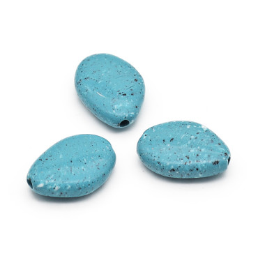 Perle Glenda in pasta di resina effetto pietra 3 pz Turchese perlato