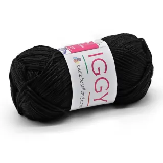Iggy pur coton mercerisé n 3 pelote 50g Nero