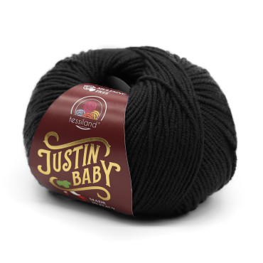 Justin Baby lana merino extrafine gomitolo 50g Nero