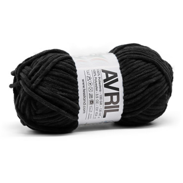 Avril chenilla ovillo 100g Nero