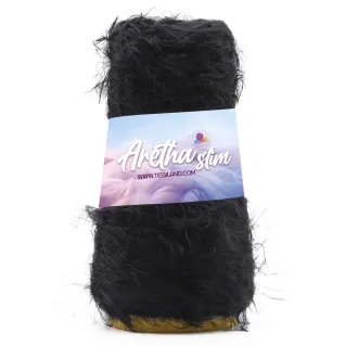 Aretha Slim faux fur yarn cone 150g Nero