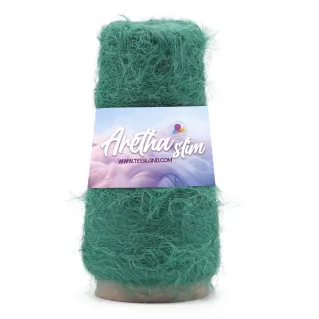 Aretha Slim faux fur yarn cone 150g Smeraldo
