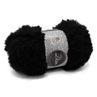 Dion fil effet fourrure en microfibre pelote 100g Noir