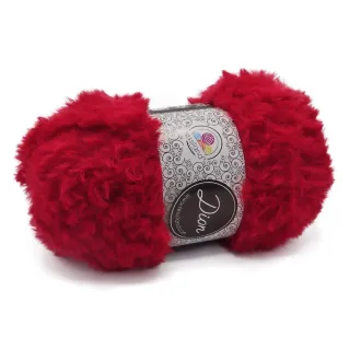 Dion fil effet fourrure en microfibre pelote 100g Rouge