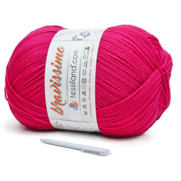 Bravissimo microfibra de acrílico ovillo 500g Fucsia