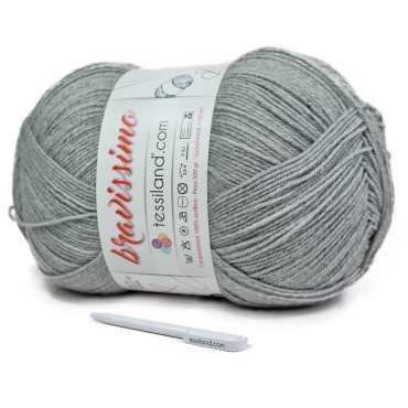 Bravissimo microfibra de acrílico ovillo 500g Grigio chiaro