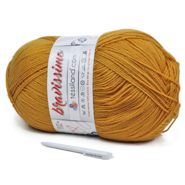 Bravissimo microfibra de acrílico ovillo 500g Ocra