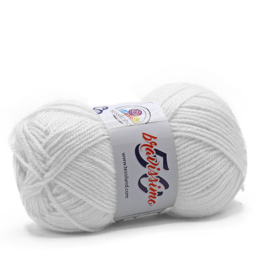 Bravissimo microfibra de acrílico ovillo 50g Bianco