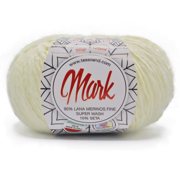 Mark lana merino seta gomitolo 50g Bianco
