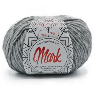 Mark lana merino seda ovillo 50g Grigio medio