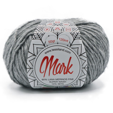 Mark lana merino seta gomitolo 50g Grigio medio