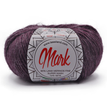 Mark lana merino seta gomitolo 50g Melanzana