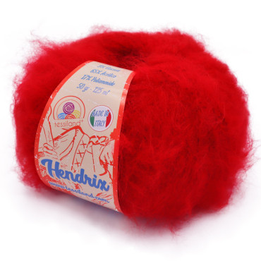 Hendrix misto lana viscosa garzato gomitolo 50g Rosso