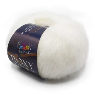 Roxy mezcla lana viscosa efecto luminoso ovillo 50g Bianco
