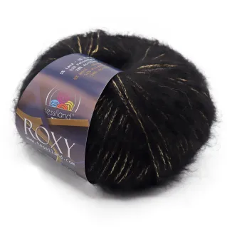 Roxy mezcla lana viscosa efecto luminoso ovillo 50g Nero
