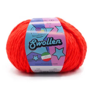 Swollen chunky wool blend yarn ball 100g Arancio fluo