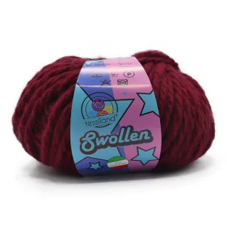 Swollen chunky wool blend yarn ball 100g Bordeaux